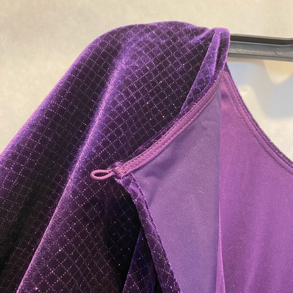 NWT Jessica Howard Purple Glitter Velvet Cocktail Dress Petite 10 Cape Sleeve - Picture 10 of 15